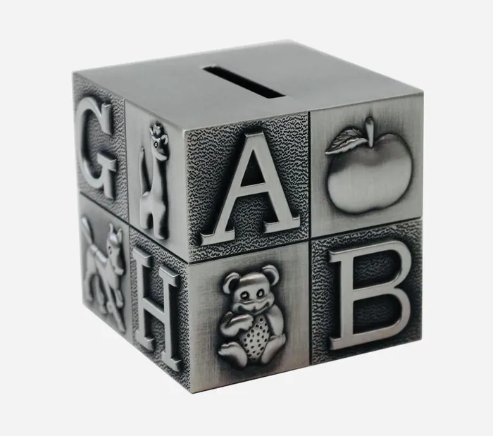 ABC Pewter Money Bank Splash Earrings