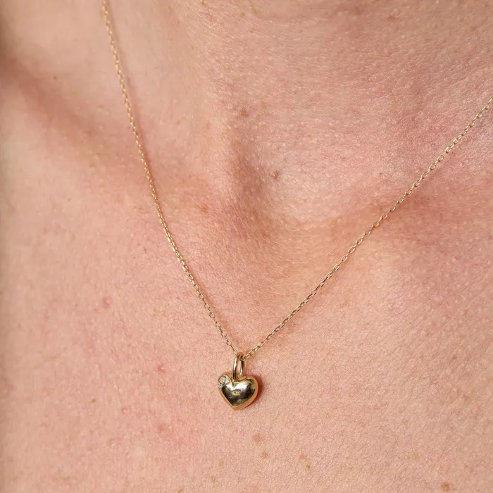 Adina Reyter Charm Necklaces Diamond Puffy Heart Mini Bead Charm