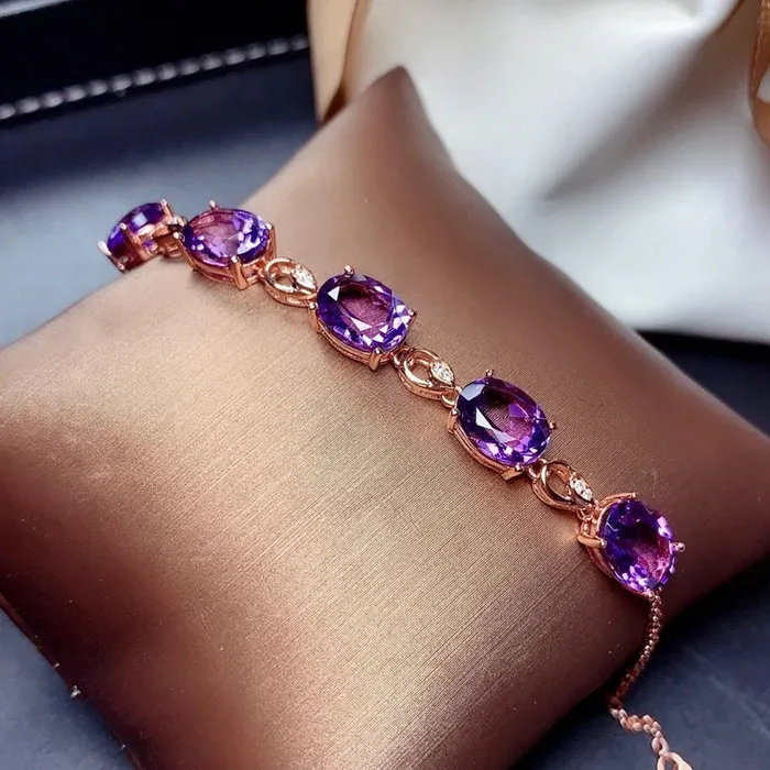 Amethyst 18K Rose Gold Luxury Bracelet Metamorphidi Bracelets