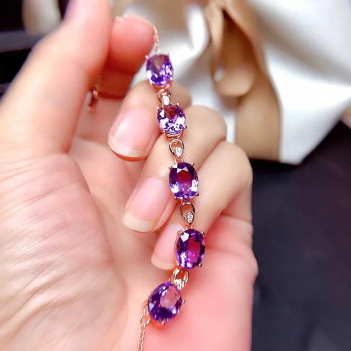 Amethyst 18K Rose Gold Luxury Bracelet Metamorphidi Bracelets