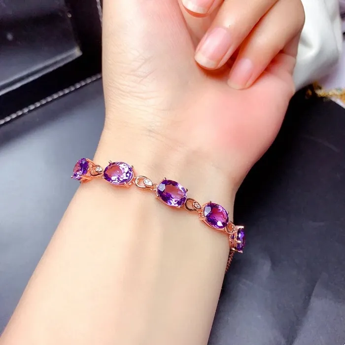Amethyst 18K Rose Gold Luxury Bracelet Metamorphidi Bracelets