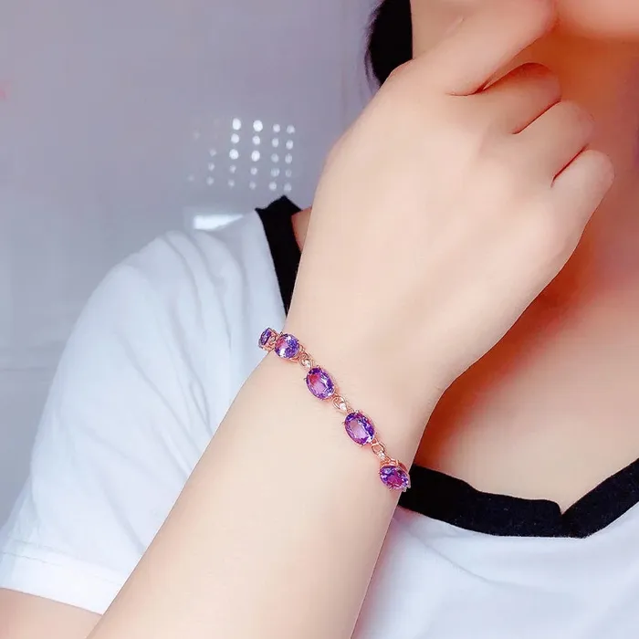Amethyst 18K Rose Gold Luxury Bracelet Metamorphidi Bracelets