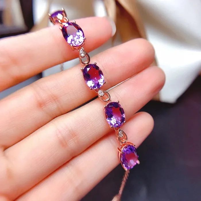 Amethyst 18K Rose Gold Luxury Bracelet Metamorphidi Bracelets