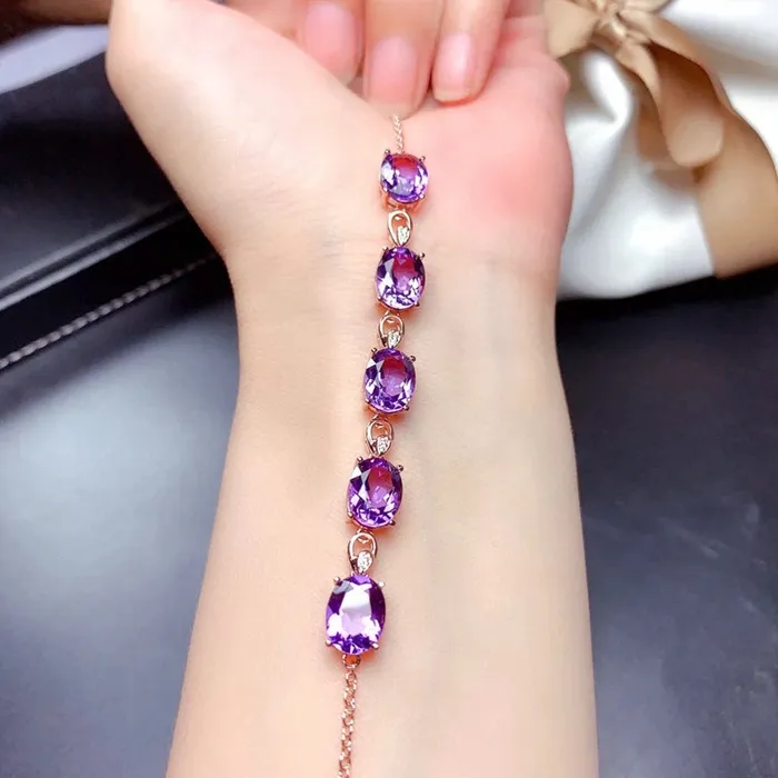 Amethyst 18K Rose Gold Luxury Bracelet Metamorphidi Bracelets