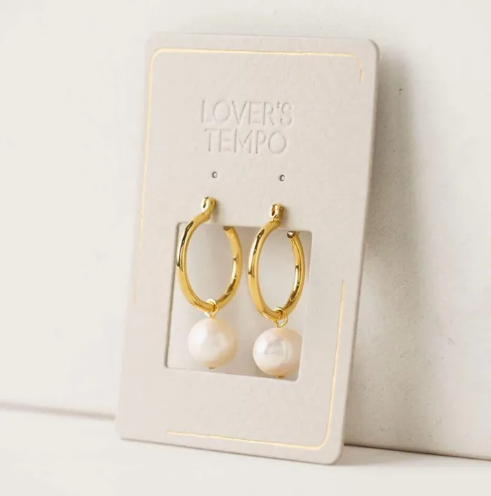 Andie Pearl Hoop Earrings Gold Lovers Tempo Earrings