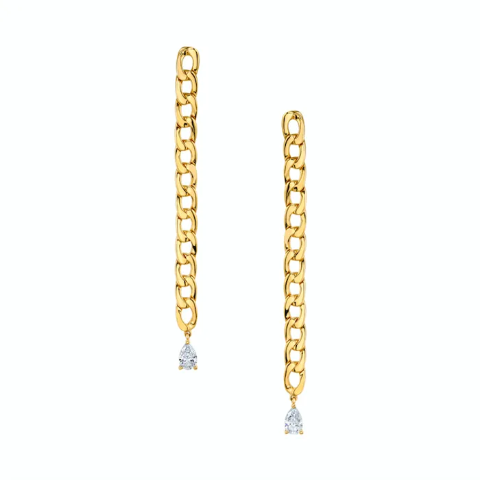 Anita Ko Earrings Plain chain link earrings w pear diamond drops
