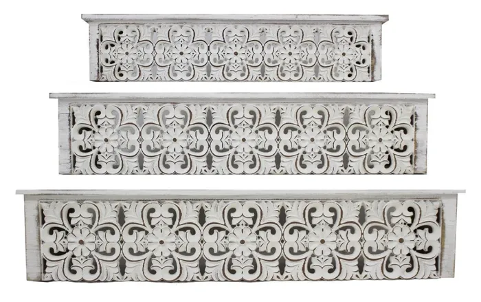 Antique White Wall Shelf Candlewick Gift Shop Rings