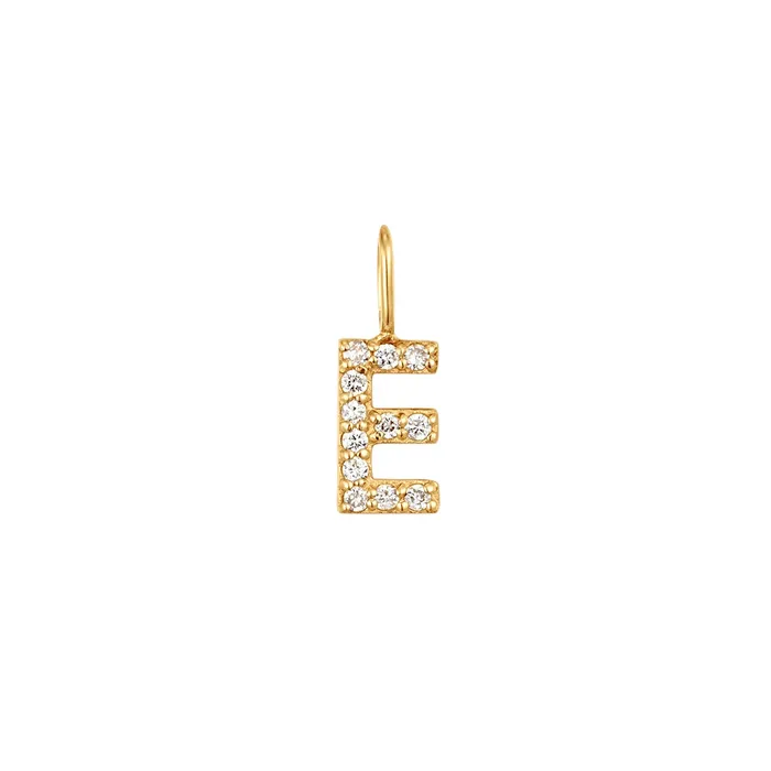 AURELIE GI Charm Necklaces E Diamond Initial Charm