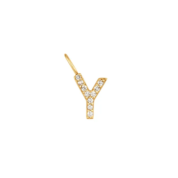 AURELIE GI Charm Necklaces Y Diamond Initial Charm