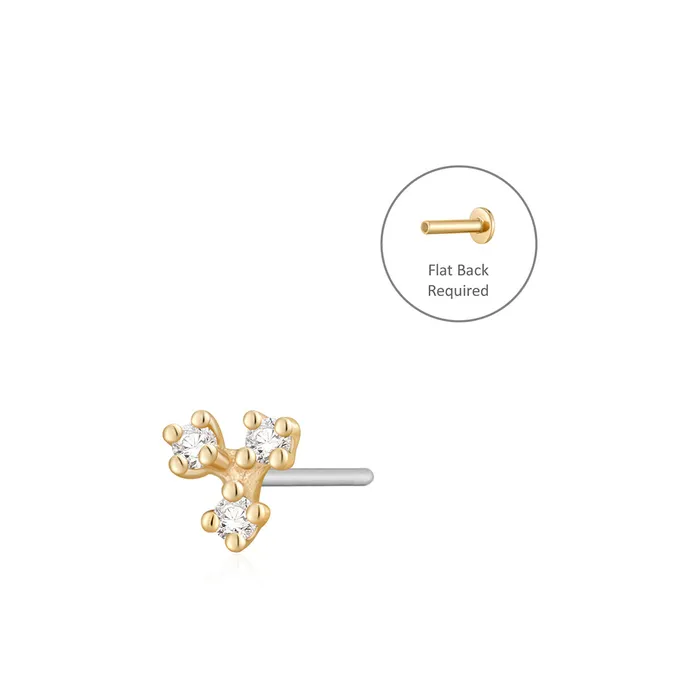 AURELIE GI Earrings CLOVER Diamond Threadless Flatback Earring