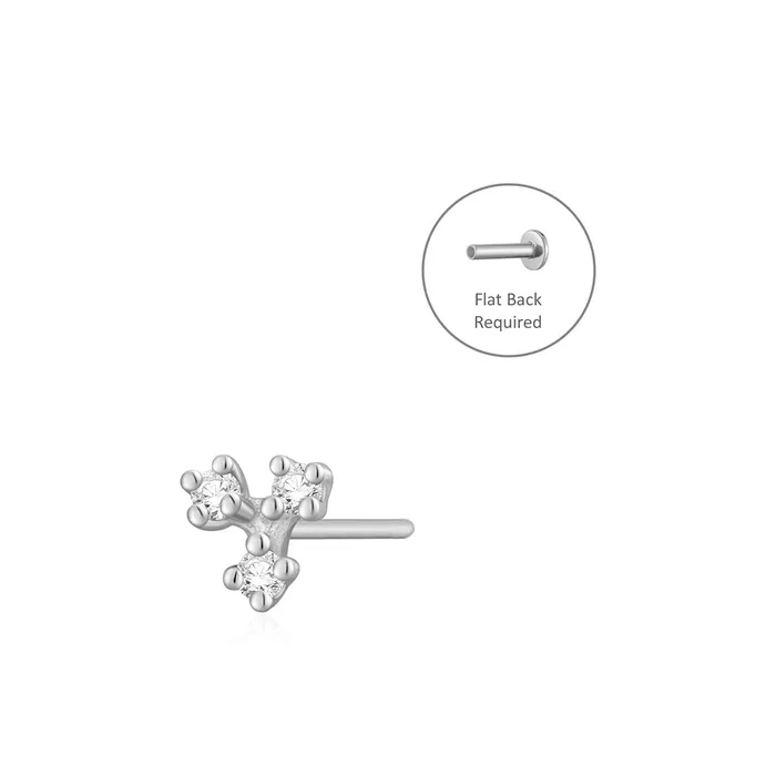 AURELIE GI Earrings CLOVER Diamond Threadless Flatback Earring