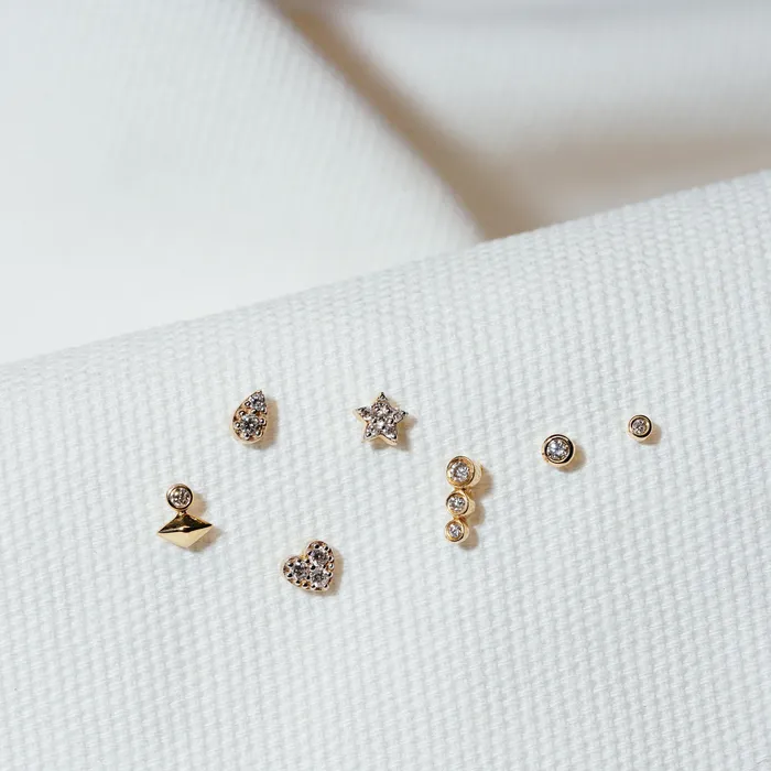 AURELIE GI Earrings GERI Bezel Diamond Studs