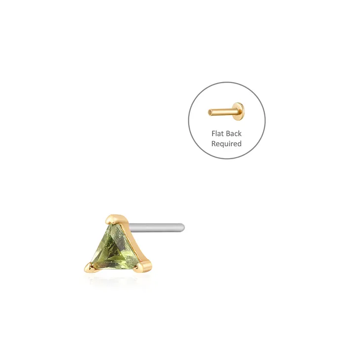 AURELIE GI Earrings TRIXY Trillioncut Peridot Threadless Flatback Earring