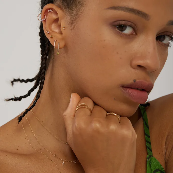 AURELIE GI Earrings TRIXY Trillioncut Peridot Threadless Flatback Earring