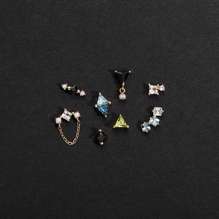 AURELIE GI Earrings TRIXY Trillioncut Peridot Threadless Flatback Earring