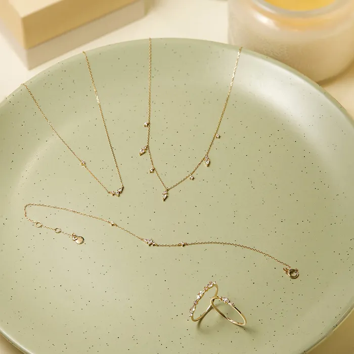 AURELIE GI Necklaces CAMI Pear and Round White Sapphire Necklace