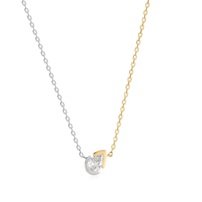 AURELIE GI Rings SANILIA TwoTone Bezel Pear LGD Pendant