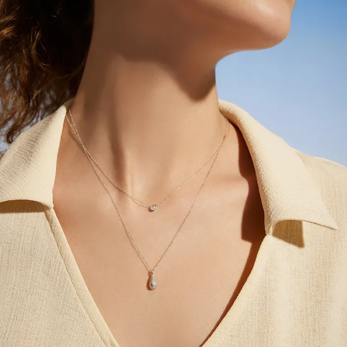 AURELIE GI Rings SANILIA TwoTone Bezel Pear LGD Pendant