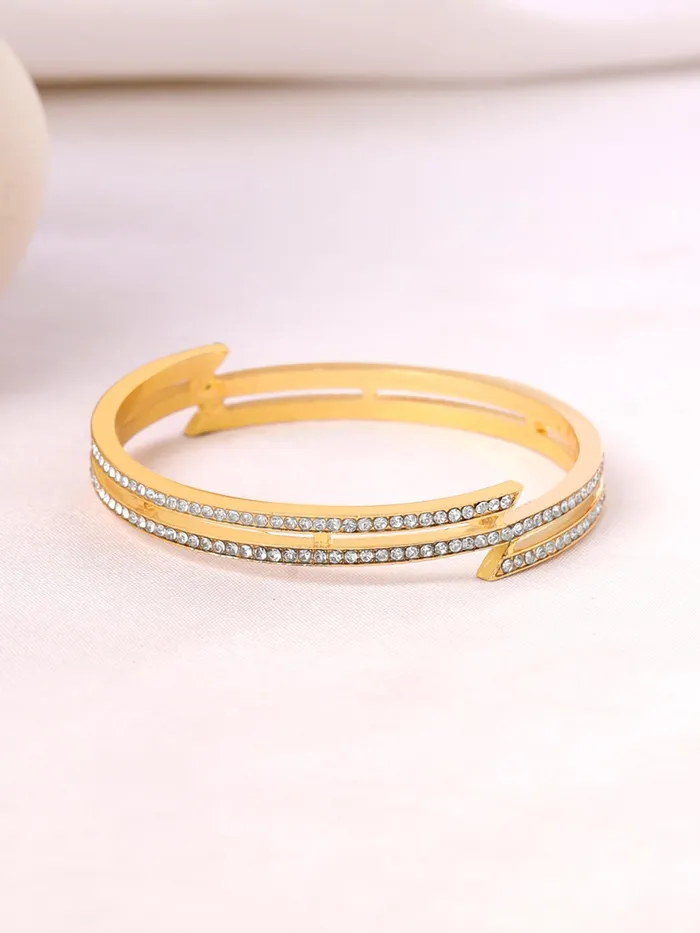 Bangle Bracelet Golden Cubic Zirconia for Women 26 in Size Elegant Design Gift for Her Yellow Chimes Earrings