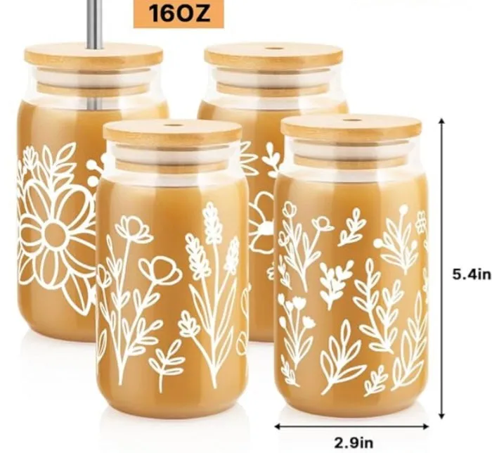 Boho Floral Tumbler wStraw Candlewick Gift Shop Rings