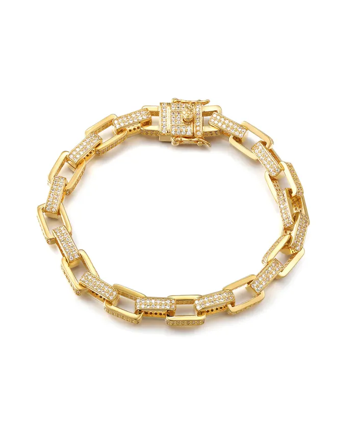 BOXY PAVE CHAIN BRACELET GOLD LUV AJ Bracelets