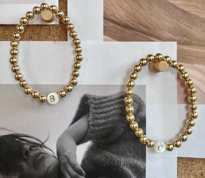 Bracelets Alexa Leigh CUSTOM PEARL INITIAL BALL BRACELET Bracelets Alexa Leigh CUSTOM PEARL INITIAL BALL BRACELET