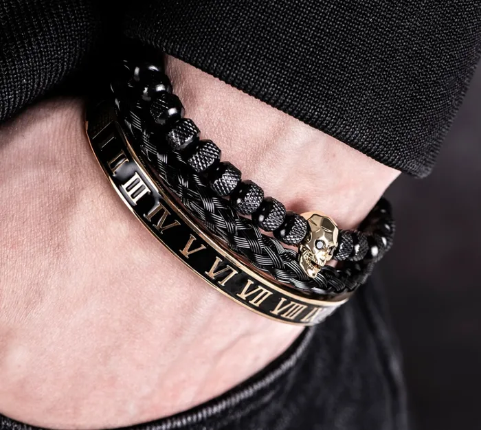 Bracelets The Signature Collection Co Skull Roman Numeral Bracelet
