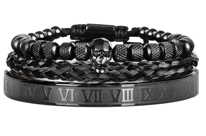 Bracelets The Signature Collection Co Skull Roman Numeral Bracelet