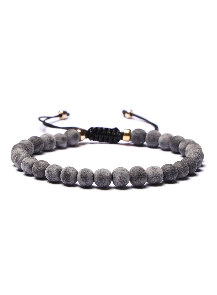 Bracelets WE ARE ALL SMITH Mens Jewelry Clothing Gray wood and Gold Bead Bracelet for Men
