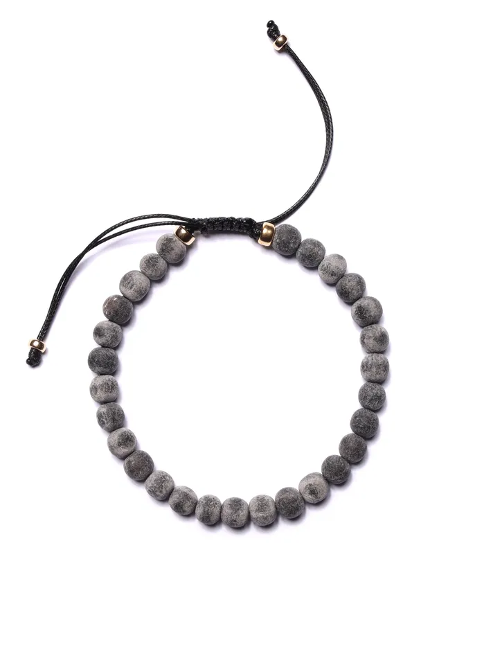 Bracelets WE ARE ALL SMITH Mens Jewelry Clothing Gray wood and Gold Bead Bracelet for Men