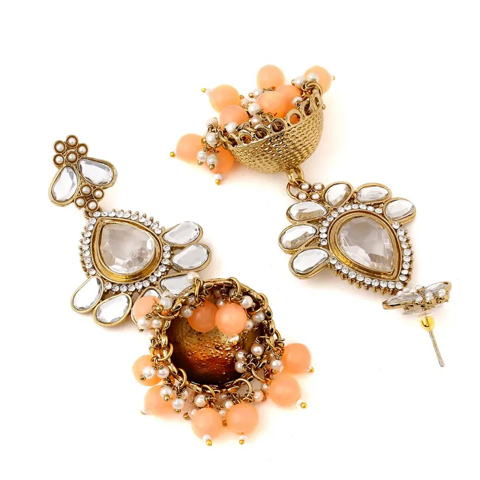 Bracelets Yellow Chimes Earrings for Women and Girls Traditional Kundan Studded Jhumka Gold Plated Kundan Stone Jhumki Earrings Birthday Gift for girls and women Anniversary Gift for Wife Yellow Chimes