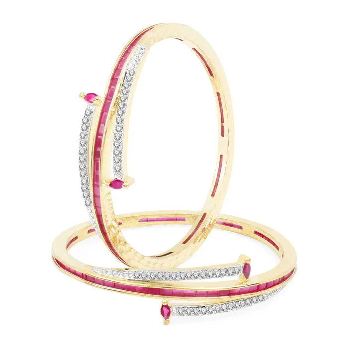 Bracelets Yellow Chimes Elegant Set of 2 Pcs Pink ADAmerican Diamond Studded 18k Gold Plated Handcrafted Ruby Bangles for Women Girls 28 Yellow Chimes Bracelets Yellow Chimes Elegant Set of 2 Pcs Pink ADAmerican Diamond Studded 18k Gold Plated Handcrafted Ruby Bangles for Women Girls 28 Yellow Chimes