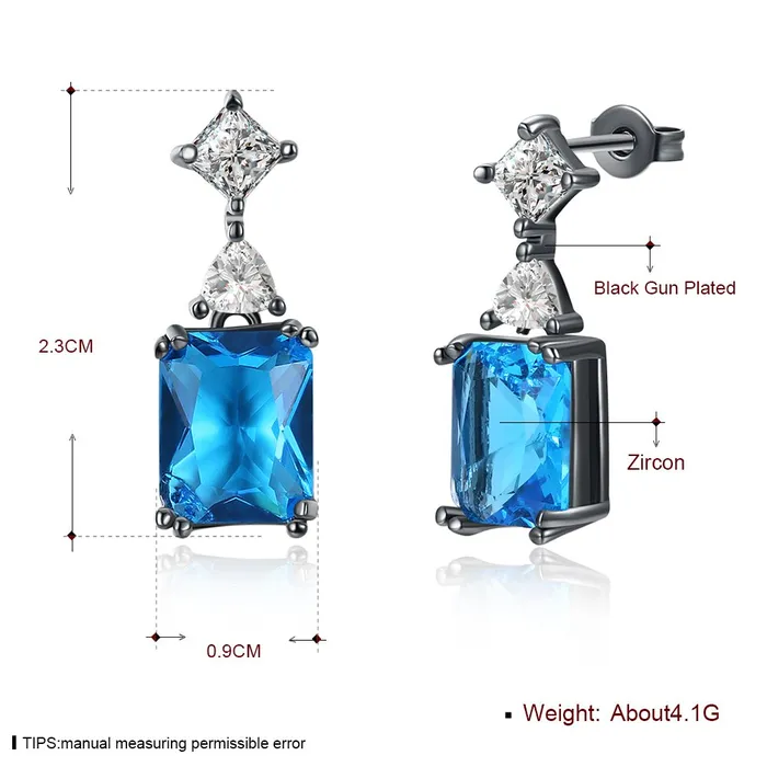 Bracelets Yellow Chimes Yellow Chimes A5 Grade Blue Crystal Black Gun Plated Drop Earrings for Women Girls