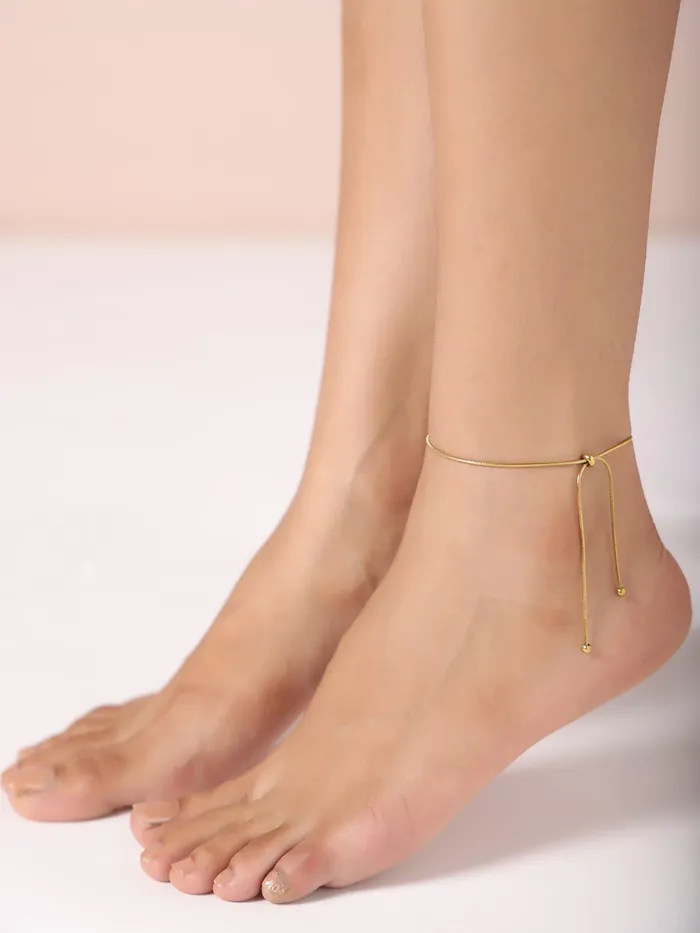 Bracelets Yellow Chimes Yellow Chimes Anklet for Women Fashion Gold Adjustable Anklets for Women Simple Chain Anklet for Girls Golden Leg Chain for Girls Birthday Gift for Women Anniversary Gift for Wife