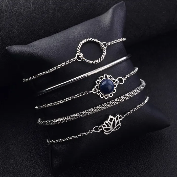 Bracelets Yellow Chimes Yellow Chimes Combo Bracelets for Women 4 Pcs Classic Minimal Design Sleek Charm Bracelet Set for Women and Girls