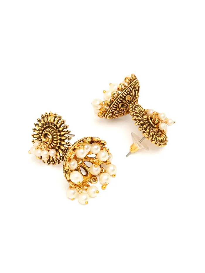 Bracelets Yellow Chimes Yellow Chimes Earrings for Women Oxidised Gold Plated Peacock Designed Crystal studded Beads Drop Chandbali Drop Earrings for Women and Girls ER 5