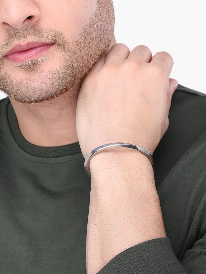 Bracelets Yellow Chimes Yellow Chimes High Polished Stainless Steel Silver Kada Bracelet for Men Boys