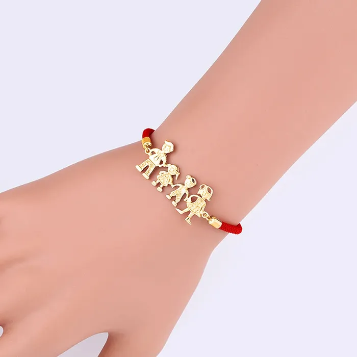Bracelets Yellow Chimes Yellow Chimes Latest Fashion Gold Toned Family Portrait Design Red Bracelet for Women and Girls