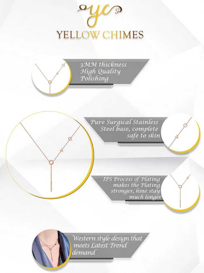 Bracelets Yellow Chimes Yellow Chimes Pendant for Women Pendant With Rose Gold Plated Stainless Steel Chain Pendant Necklace for Women and Girls Valentine Gift for Girls