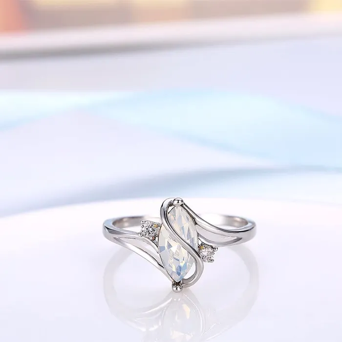 Bracelets Yellow Chimes Yellow Chimes Rings for Women Rhodium plated Crystal Stoned Olivia Man Made Opal Invisible Setting Trendy Ring for Women Girls