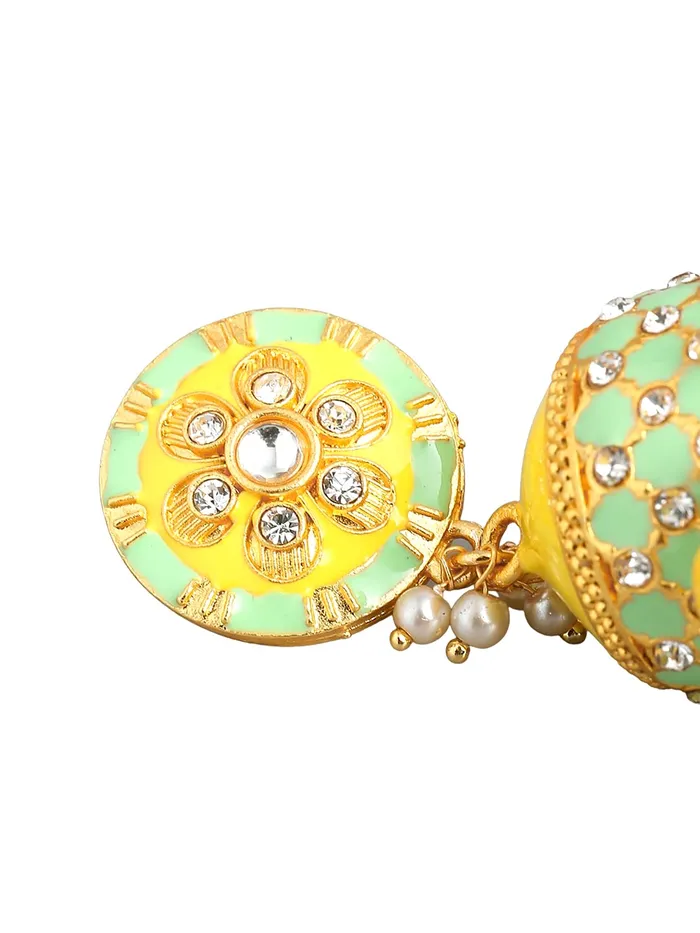 Bracelets Yellow Chimes Yellow Chimes Traditional Gold Toned Yellow Floral Design Pearl Meenakari Jhumka Jhumki Earrings for Women and Girls Medium YCTJER92MNKJHKYL