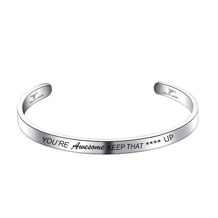 Bracelets Yellow Chimes YouRe Awesome Keep That Up Unisex Inspirational Gifts Message Engraved Karma Band Bracelet Bangle Mirror Polish Stainless Steel for Women Men Yellow Chimes Bracelets Yellow Chimes YouRe Awesome Keep That Up Unisex Inspirational Gifts Message Engraved Karma Band Bracelet Bangle Mirror Polish Stainless Steel for Women Men Yellow Chimes