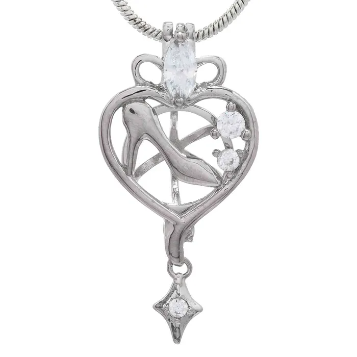 Cage Pendant 925 Sterling Silver Princess Shoe Heart CPST023 Necklaces