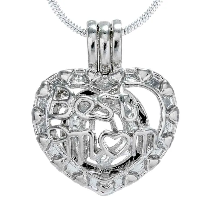 Cage Pendant Silver Plated Best Mom CPSP036 Necklaces
