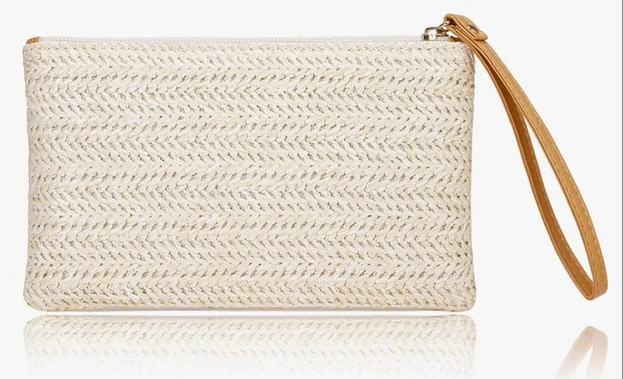Candlewick Gift Shop Straw Clutch Wristlet Earrings