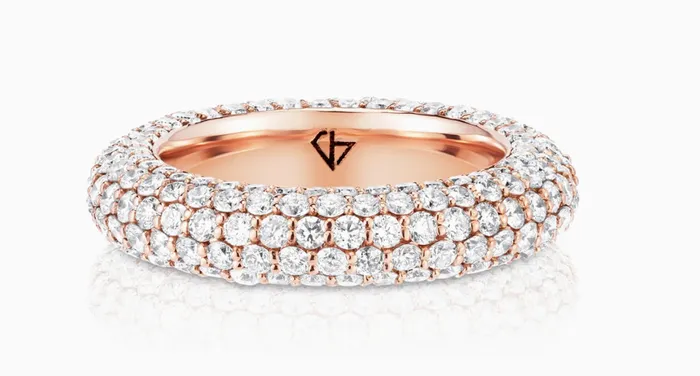 Carbon Hyde Rings Bombe Pave Ring