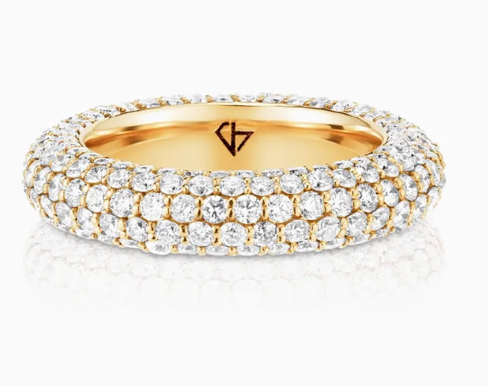 Carbon Hyde Rings Bombe Pave Ring