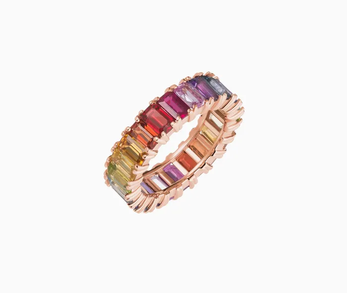 Carbon Hyde Rings Rainbow Emerald Eternity