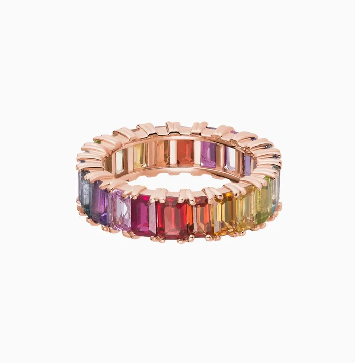 Carbon Hyde Rings Rainbow Emerald Eternity