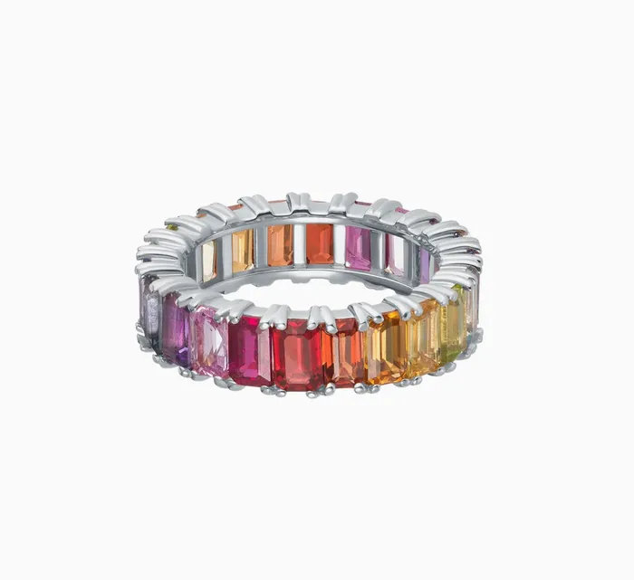 Carbon Hyde Rings Rainbow Emerald Eternity